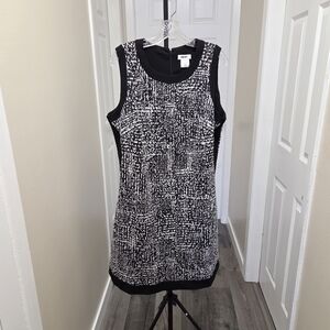 DKNY Cotton Blend  Plus Size Black and White Sleeveless Dress